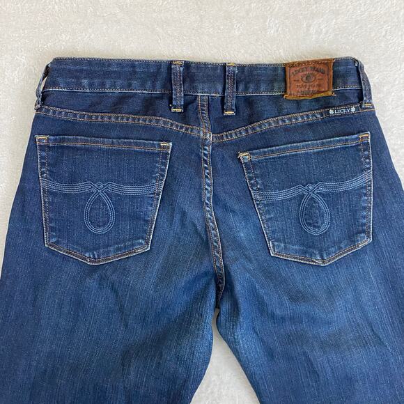 Lucky‎ Brand Lola Boot Cut Jeans Women 6/28 Blue Dark Wash Flare Low Rise Y2K - Picture 4 of 14